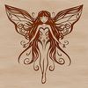 A stylized illustration of a mythical fairy from a traditional fairy tale.