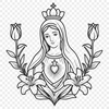 Vector illustration of a stylized floral design featuring the Immaculate Heart symbol.