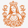 Beautiful Floral Heart Icon A stylized illustration of the Immaculate Heart, adorned with floral patterns.