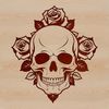 Beautiful Stylized Skull with Roses Vector A stylized Gothic-style skull illustration with floral elements, suitable for various design projects.