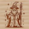 Whimsical Wizard Vector Art Illustrative image of a wizard, a fantastical figure from fairy tales, with magical powers and attire.