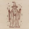 Mystical Figure with Magical Elements A mystical wizard figure in traditional attire, surrounded by magical elements, ideal for fantasy-themed designs.