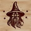 Magical Medieval Figure SVG A medieval-style wizard with a pointed hat and long beard, ready to cast his magic spell.