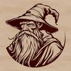 Magical Fantasy Character A wizard character with a pointed hat and long white beard, surrounded by magical elements in a fantasy setting.