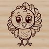 Cute Turkey Vector Graphic A stylized illustration of a farm animal with feathers and a beak.