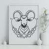 Cute Goat Clip Art with Love Hearts A goat with hearts on its body, depicted in a simple vector illustration style.