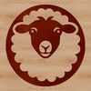 A simple line drawing of a sheep's head, suitable for vector graphics and cutting machine designs.