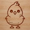 Farm Fresh Chicken Graphic Simple line drawing of a chick with feathers and beak.