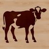 Line Drawn Brown Cow in a Green Pasture A simple line drawing of a brown cow in a green pasture.