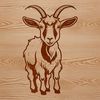 A realistic illustration of a goat on a green meadow with relevant details and textures.