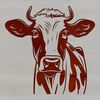 A cow's head, depicted in a detailed and simplified style.