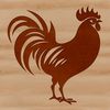 Colorful Cockerel Illustration A stylized illustration of a rooster with plumage and beak details.