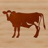Cow Silhouette in a Green Meadow A vector illustration of a cow standing on a green meadow, suitable for various design applications.