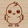 Line Drawn Cute Chicken Art A simple line drawing of a cute chick farm animal with feathers and beak.