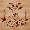 A simple vector illustration of a goat in a floral setting.