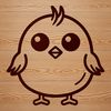 Whimsical Chick Illustration Simple illustration of a happy farm animal with feathers and beak.