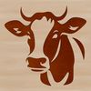 Illustrated Cow Head Design A detailed illustration of a cow's head, suitable for use in design projects.