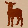 A simple illustration of a sheep standing on a green hillside, suitable for vector design and digital cutting.