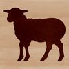 Green Pastures Sheep Design A stylized illustration of a sheep standing in a green field, suitable for digital use in design projects.