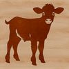 Motherly Love Cow Illustration An illustration of a cow, featuring a calf standing beside its mother in a farm setting.