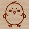 Adorable Farm Chick Silhouette A simple line drawing of a cute chick standing on the farm.