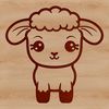 Woolly White Animal Icon A simple line drawing of a white farm animal with woolly fleece.