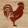 Whimsical White Chicken Illustration A single white chicken standing on green grass in a farm setting.