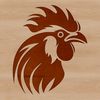 Farm Fowl Head Drawing A detailed illustration of a domesticated chicken's head with feathers and beak.
