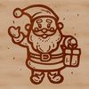 Jolly Old Elf Standing Tall Illustrative standing figure of Santa Claus wearing a red coat with white fur trim.