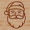 A simple line drawing illustration of Father Christmas wearing a red hat and coat.