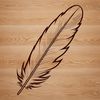 A simple design illustration of a single feather in vector format.