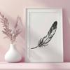 Beautiful White Feather Vector A single white feather with subtle texture and soft edges, suitable for vector design and cutting machine applications.
