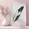 A detailed illustration of a single feather with intricate patterns and shapes.