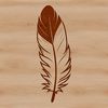 A stylized illustration of a single feather, suitable for use in digital designs.