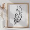 A detailed vector illustration of a feather with soft, curved edges and smooth lines.