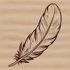 A simple vector illustration of a single feather, suitable for use in graphic design projects.