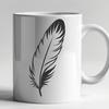 Minimalist Feather Graphic Design A simple illustration of a single feather with clean lines and minimal detail.