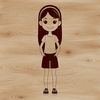 Young female character illustrated as a simple line drawing, suitable for graphic design and digital cutting.