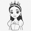 Female Royalty Clipart Design Illustration of a girl in royal attire, created using vector graphics.
