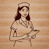 Female nurse in a professional uniform, represented as vector art for design and crafting projects.