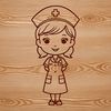 Female healthcare professional in uniform with stethoscope.