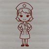 Female healthcare professional in uniform, represented as a vector image.