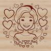 Love Heart Surrounding Woman Illustration A stylized illustration of a woman surrounded by love hearts, suitable for Mothers Day or general celebrations.