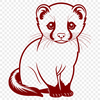 A cartoon-style illustration of a ferret in profile view.
