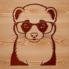 Funny Animal Face SVG Design A cartoon ferret wearing a pair of glasses in a simple, detailed illustration style.