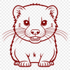 Cute Ferret Silhouette for Crafts A vector illustration of a Ferret in a neutral pose.