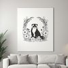 Ferret Illustration with Floral Background A simple SVG illustration of a ferret with a floral pattern in the background.