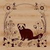 Floral Patterned Ferret Cut File A small, furry ferret silhouette with a floral pattern background, suitable for commercial or personal use.