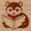Cute Ferret Reading a Book Silhouette A ferret sitting on its haunches with a book in front of it.