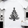 An intricately designed vector graphic of a Christmas tree for cutting or engraving projects.